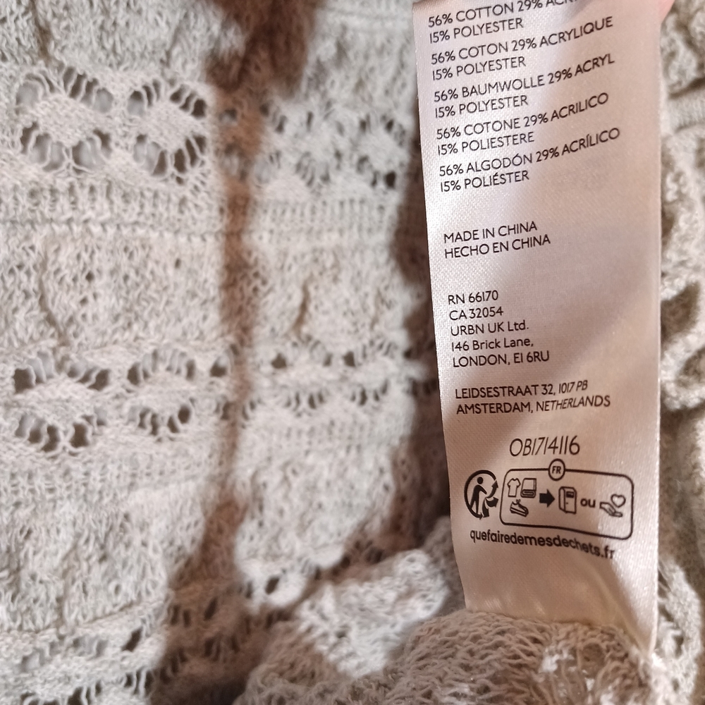 Free People Wild Roses Cardigan Cream Grey Size L - Picture 5 of 6